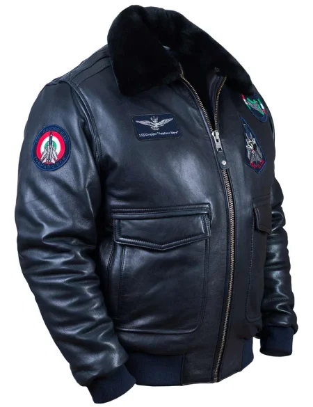 A-2 Tornado Flight Navy Blue Leather Jacket
