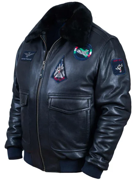 A-2 Tornado Flight Navy Blue Leather Jacket.