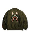 A Bathing Ape Shark Loose Fit Ma-1 Army Green Bomber Jacket
