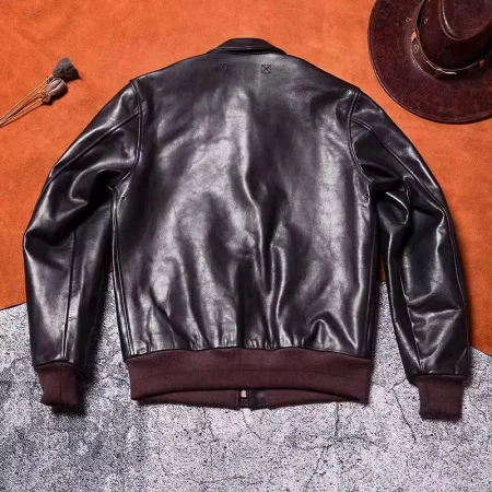 Air Force A-2 Classic Black Leather Bomber Jacket.