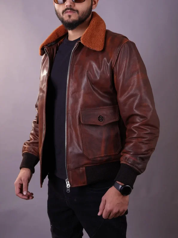 American Forces A-2 Brown Leather Flight Aviator Jacket
