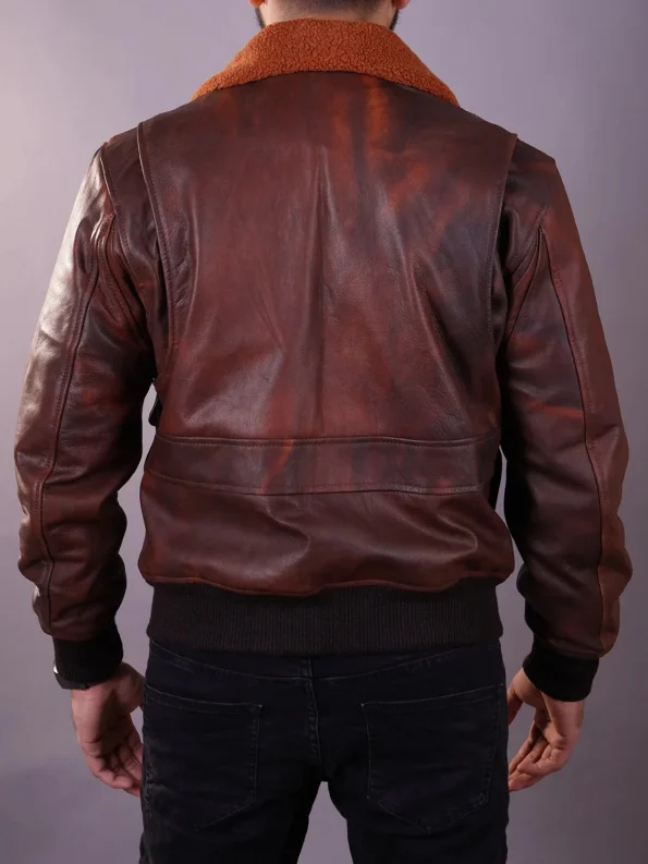 American Forces A-2 Brown Leather Flight Aviator Jacket.