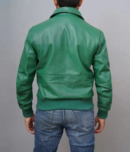 American Forces G-1 Flight Green Bomber Leather Jacket.