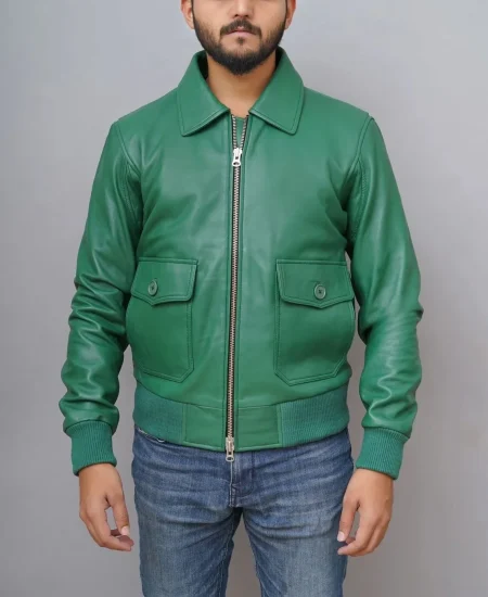 American Forces G-1 Flight Green Bomber Leather Jacket