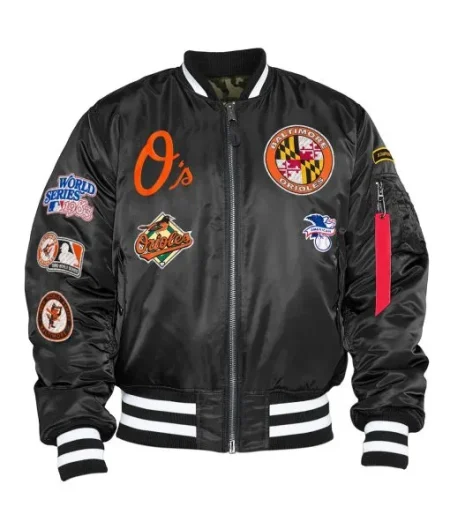 Baltimore Orioles Ma-1 Black Bomber Full-zip Jacket