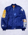 Bape Split Tiger Shark Ma-1 Blue Bomber Jacket.