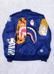 Bape Split Tiger Shark Ma-1 Blue Bomber Jacket.