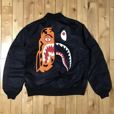 Bape Tiger Shark Ma-1 Black Bomber Jacket