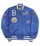 Brooklyn Dodgers Ma-1 Bomber Full-zip Royal Satin Jacket