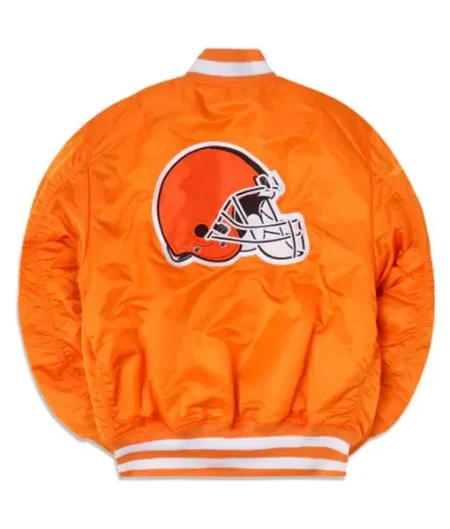 Cleveland Browns Ma-1 Bomber Orange Full-zip Satin Jacket.