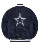 Dallas Cowboys Ma-1 Bomber Navy Blue Full-zip Satin Jacket