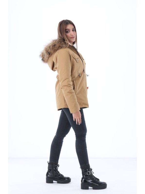 Forestblu Khaki Fur Hood Parka Jacket.