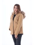 Women’s Forestblu Khaki Fur Hood Parka Jacket