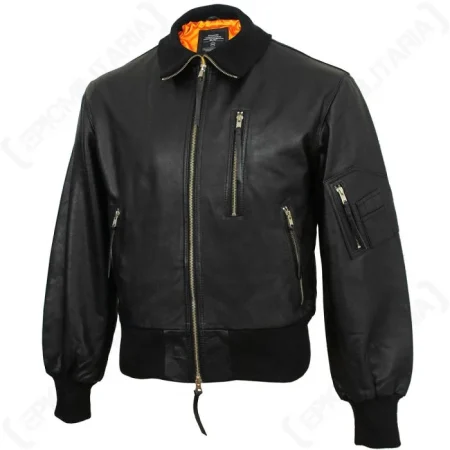 German Ma-1 Black Leather Pilot Jacket