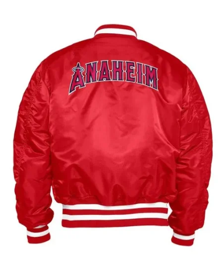 Los Angeles Angels Ma-1 Bomber Red Full-zip Satin Jacket.
