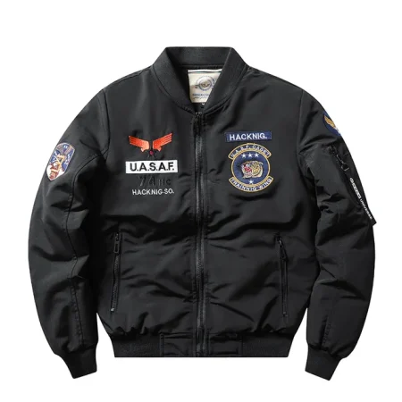 Ma-1 Army Black Bomber Flight Pilot Jacket