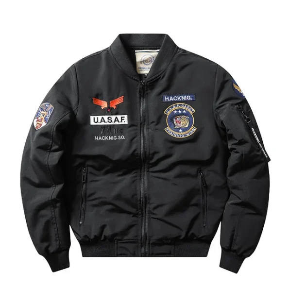 Ma-1 Army Black Bomber Flight Pilot Jacket
