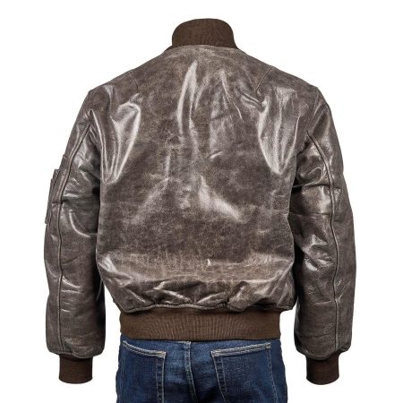 Ma-1 Brown Leather Flight Bomber Jacket.