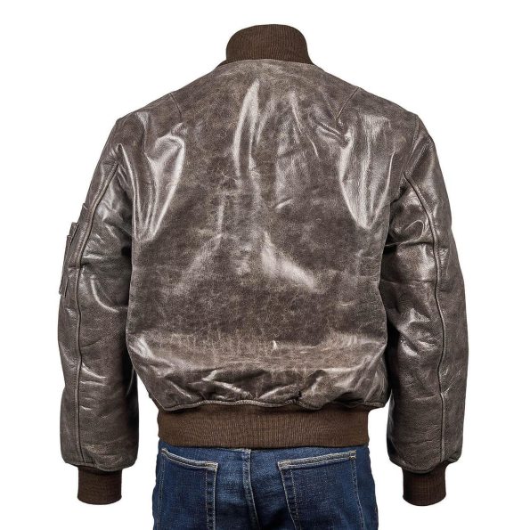 Ma-1 Brown Leather Flight Bomber Jacket.