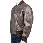 Ma-1 Brown Leather Flight Bomber Jacket