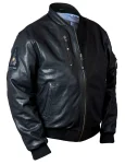 Ma-1 Tigers Bomber Black Leather Jacket
