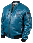 Ma-1 Tigers Bomber Lagoon Blue Leather Jacket