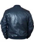 Ma-1 Tom Cat Bomber Blue Leather Jacket.