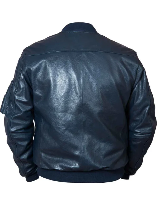 Ma-1 Tom Cat Blue Leather Jacket
