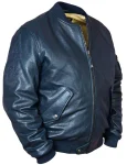 Ma-1 Tom Cat Bomber Blue Leather Jacket.
