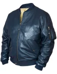Ma-1 Tom Cat Bomber Blue Leather Jacket.