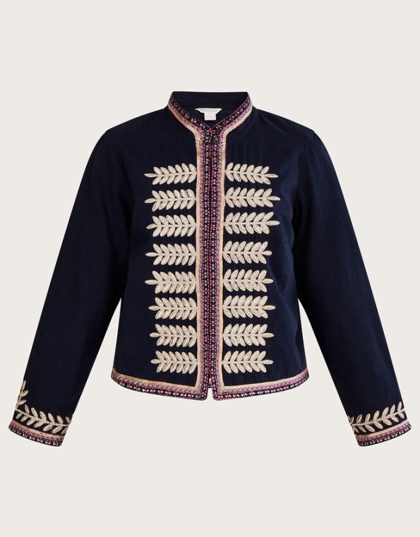 Mia Military Blue Embroidered Parade Jacket
