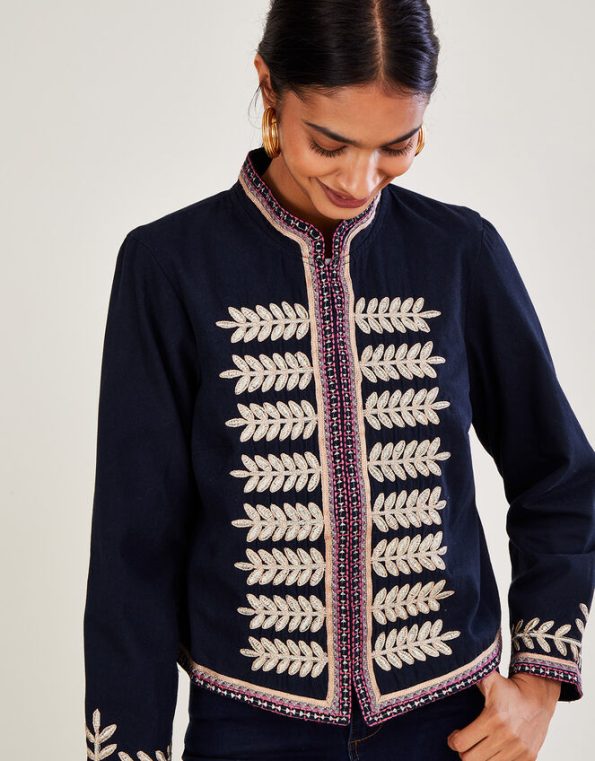 Mia Military Blue Embroidered Parade Jacket.