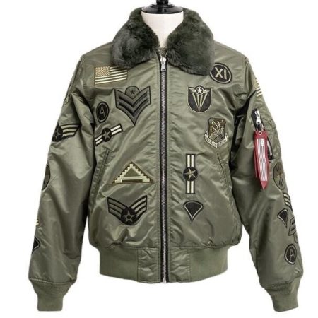 Military Ma-1 Detachable Collar Green Flight Bomber Jacket