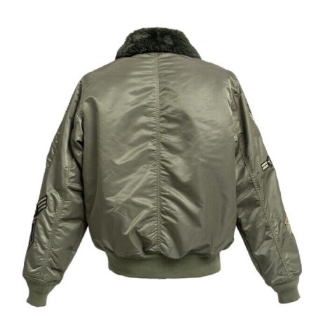 Military Ma-1 Detachable Collar Green Flight Bomber Jacket.
