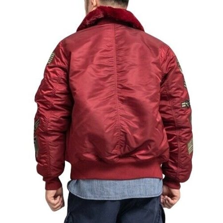 Military Ma-1 Detachable Collar Red Flight Bomber Jacket.