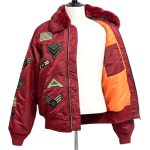 Military Ma-1 Detachable Collar Red Flight Bomber Jacket