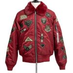 Military Ma-1 Detachable Collar Red Flight Bomber Jacket