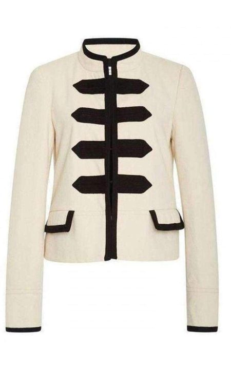 Natural Gabardine Military White And Black Parade Jacket