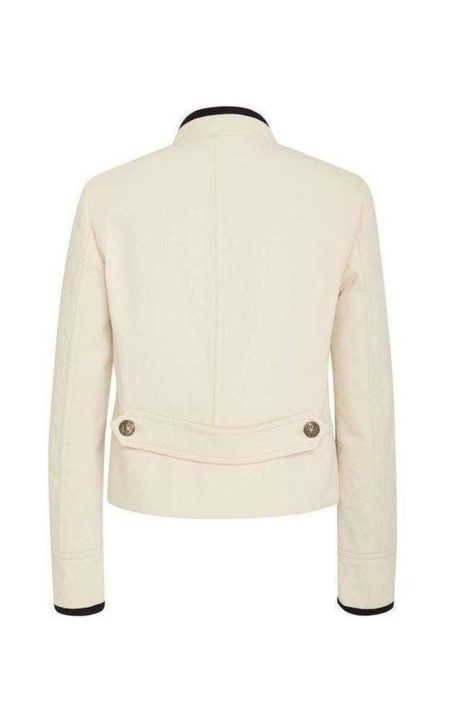 Natural Gabardine Military White And Black Parade Jacket.