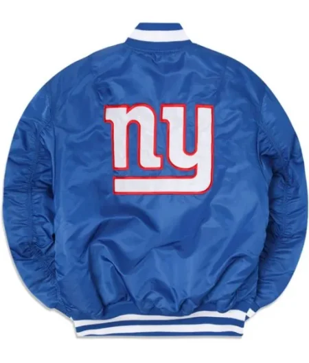 New York Giants Ma-1 Bomber Full-zip Royal Satin Jacket.