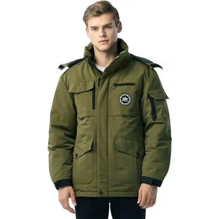 Orolay Men's Warm Green Parka Jacket With Detachable Hood