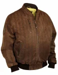 Pantere Nere Printed Brown Suede Ma-1 Bomber Jacket