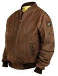 Pantere Nere Printed Brown Suede Ma-1 Bomber Jacket