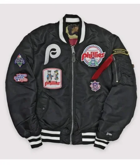Philadelphia Phillies Ma-1 Bomber Black Full-zip Jacket