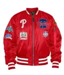 Philadelphia Phillies Ma-1 Red Bomber Full-zip Satin Jacket