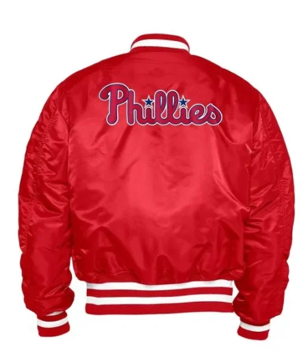 Philadelphia Phillies Ma-1 Red Bomber Full-zip Satin Jacket.