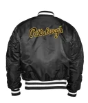 Pittsburgh Pirates Ma-1 Bomber Black Full-zip Satin Jacket