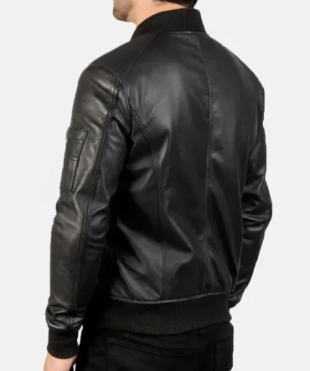 Remington Ma-1 Black Leather Bomber Jacket.