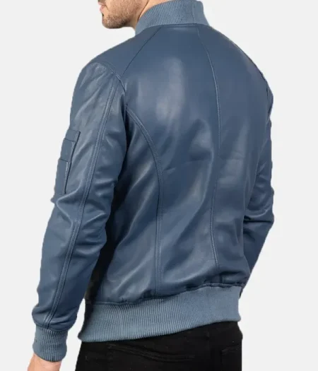 Remington Ma-1 Blue Leather Bomber Jacket.