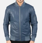 Remington Ma-1 Blue Leather Bomber Jacket
